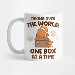 Taking Over the World, One Box at a Time - Cute Funny Cat Gift Mug